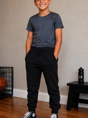 Black Drawstring Joggers —